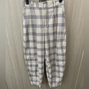 ZARA Plaid Wide-Leg Cropped Pants – Size XS
